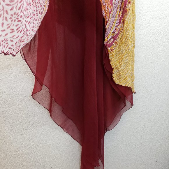 Paul Ropp Free Size Resort Style Tank Dress Boho Patchwork Chiffon Handkerchief - Picture 4 of 14